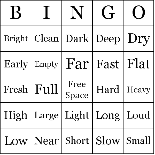 simple-adjectives-bingo-cards