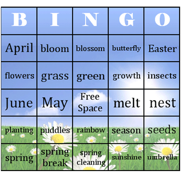 springtime word list