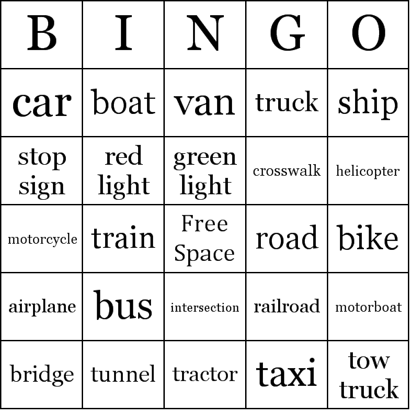 transportation-bingo-cards