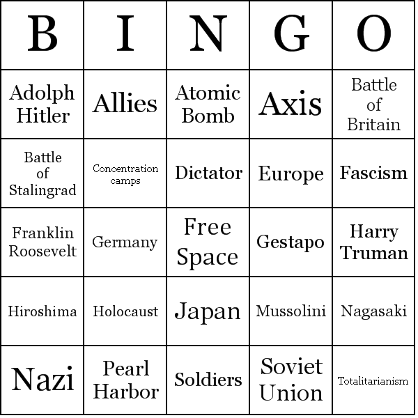 map of world war 2 allies and axis. These World War 2 bingo cards