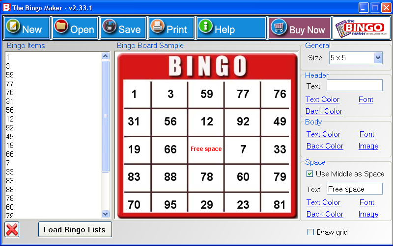 Click to view Bingo Maker Tool 8 screenshot