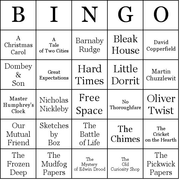 Charles Dickens Novels Bingo Card Preview