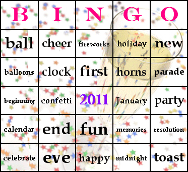 New Years Bingo Card Preview
