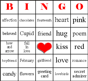 Valentine'S Day Bingo Card Preview