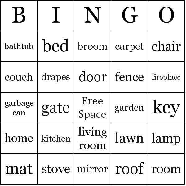 House Bingo Card Preview