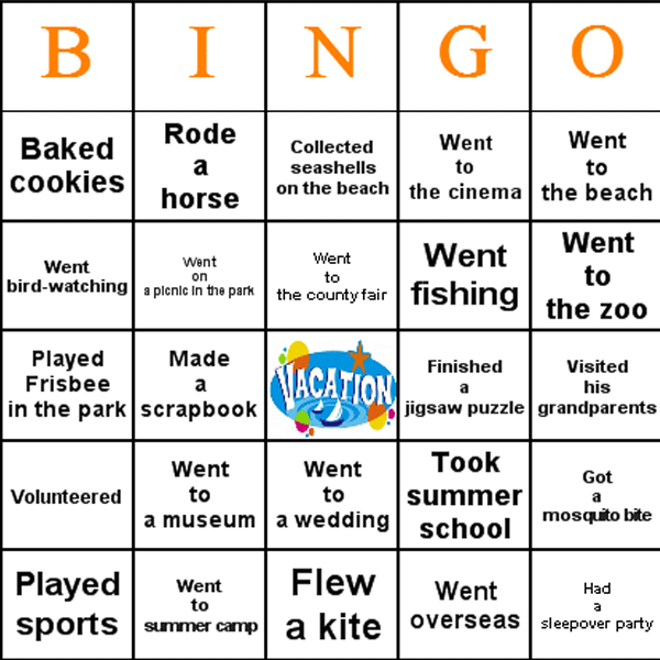 Back to School Bingo Card Preview