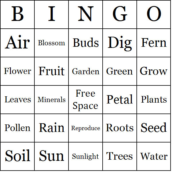 Plants Bingo Card Preview