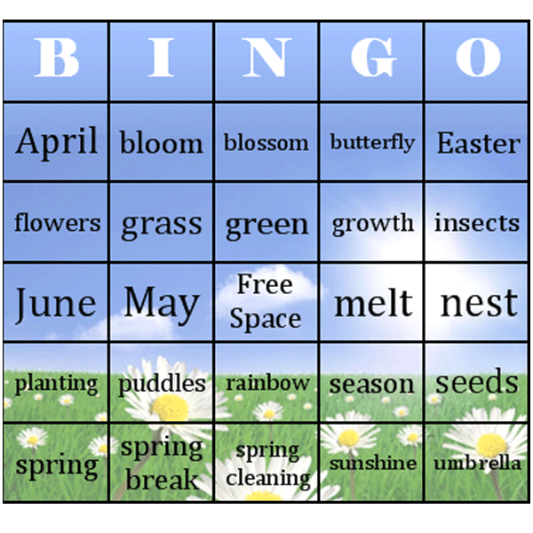 Spring Bingo Card Preview